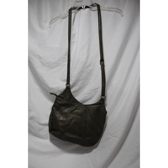 MultiSac Crossbody Purse Green Faux Leather Adjustable Strap Pockets Zippers - Picture 2 of 16